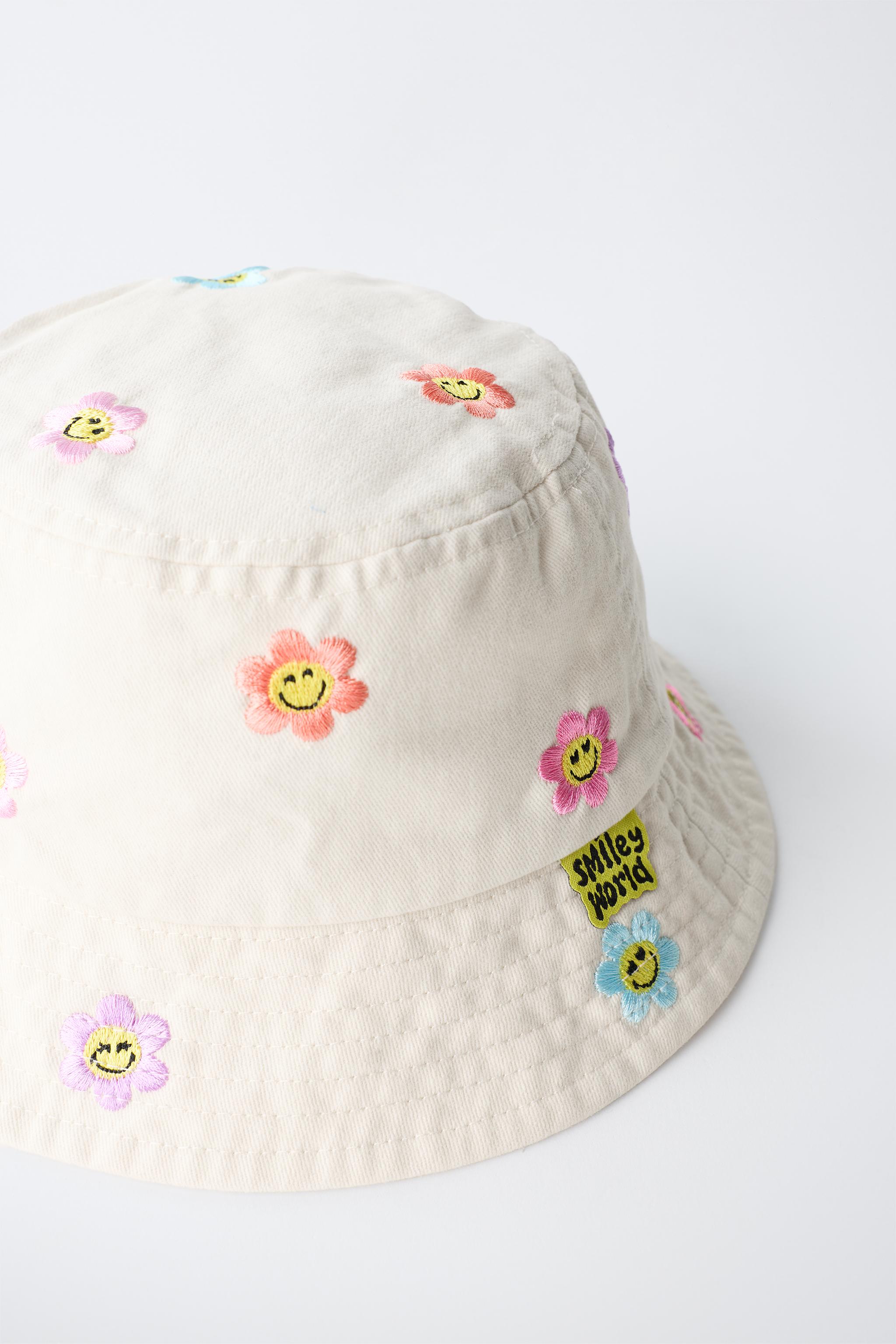 CHAPEAU SEAU FLEURS BRODÉES SMILEYWORLD ®